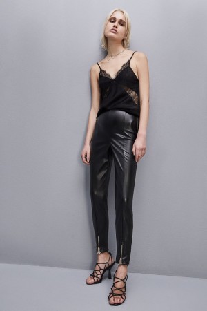 Patrizia Pepe Slim Top In Viscose Satin Schwarz | 107438-IMQ