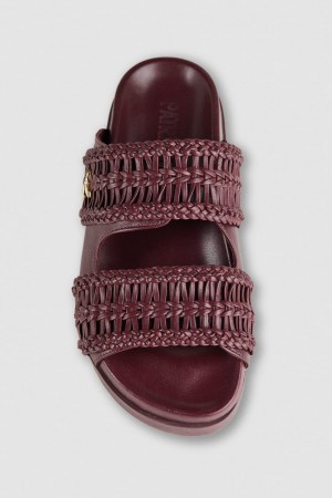Patrizia Pepe Slippers With Woven Leather Bands Lila | 320146-ERU