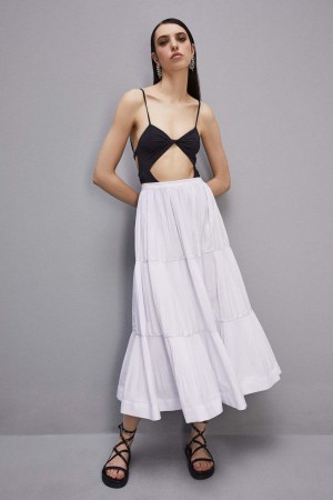 Patrizia Pepe Soft Ankle Pleated Skirt Weiß | 076941-AEQ