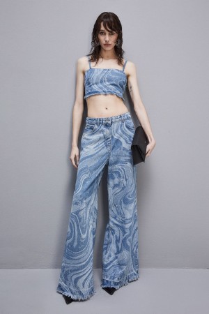 Patrizia Pepe Soft Jeans With Rhinestones Hellblau | 195467-QOM