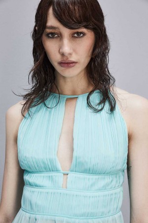 Patrizia Pepe Soft Top With Pleated Effect Hellblau | 175630-DMV