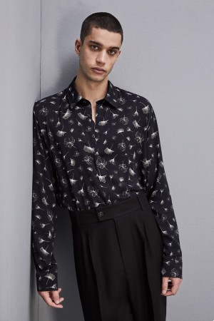 Patrizia Pepe Soft Twill Viscose Shirt Schwarz | 674921-FZU
