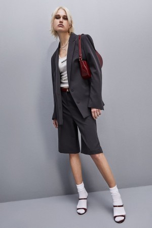 Patrizia Pepe Soft Viscose Bermuda Shorts Grau | 814635-ANT