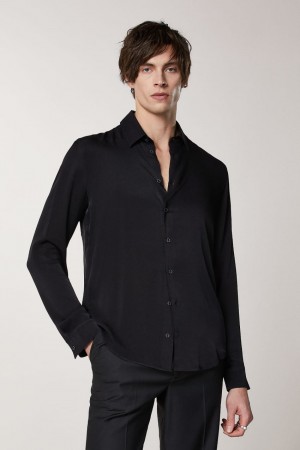 Patrizia Pepe Solid-colored Shirt In Viscose Twill Schwarz | 357928-VXG