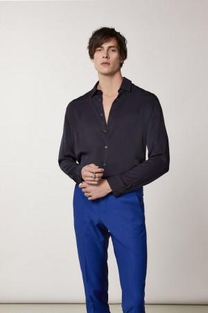 Patrizia Pepe Solid-colored Shirt In Viscose Twill Blau | 941830-KQP