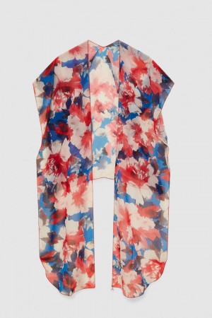 Patrizia Pepe Stole With Floral Print And Fly Detail Mehrfarbig | 908452-KCH