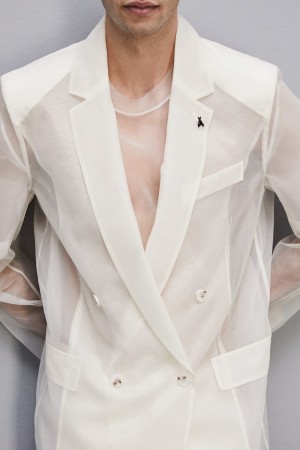 Patrizia Pepe Straight Double-breasted Unlined Jacket Beige | 961852-OFR