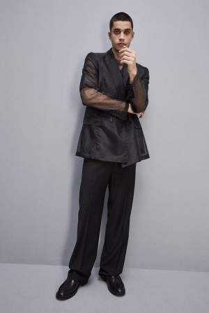 Patrizia Pepe Straight Double-breasted Unlined Jacket Schwarz | 238947-HWM