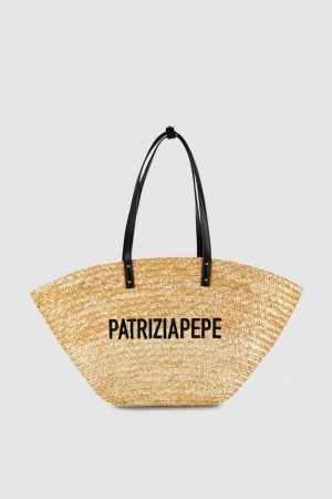 Patrizia Pepe Straw Shopper Beige | 768901-QBP
