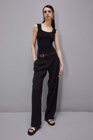Patrizia Pepe Stretch Jersey Tank Top Schwarz | 632804-YQC