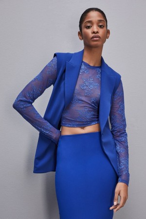 Patrizia Pepe Stretch Lace Jersey Top Hellblau | 102549-BEH