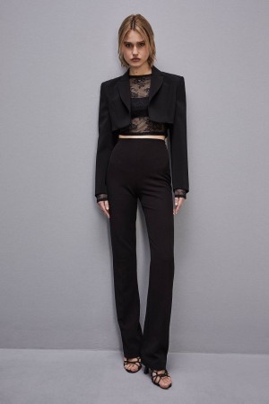 Patrizia Pepe Stretch Lace Jersey Top Schwarz | 780692-UAI