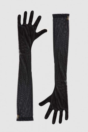 Patrizia Pepe Stretch Tulle Long Glove Schwarz | 695817-AUG