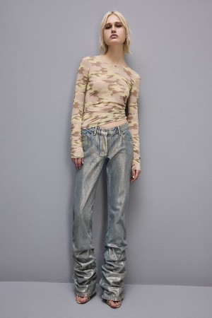 Patrizia Pepe Stretch Tulle T-shirt Militare | 976835-STW