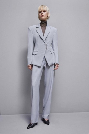 Patrizia Pepe Stretch Viscose Hook-and-eye Jacket Grau | 692154-YZA