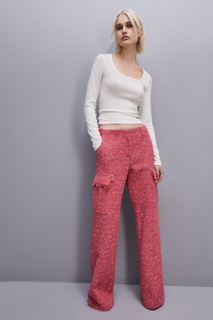 Patrizia Pepe Tweed Cargo Pants Rot | 307128-YTO