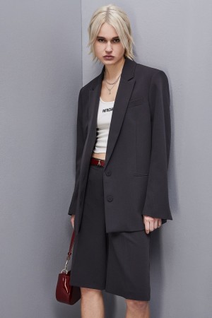 Patrizia Pepe Two-button Over Jacket In Viscose Grau | 134802-RZU