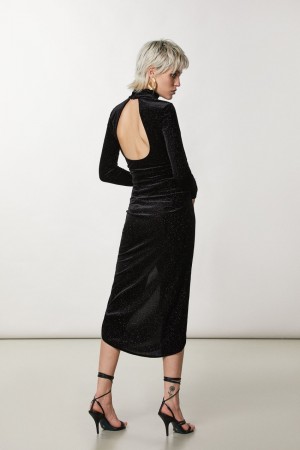 Patrizia Pepe Velvet Cut-out Sweater Schwarz | 437518-MNQ