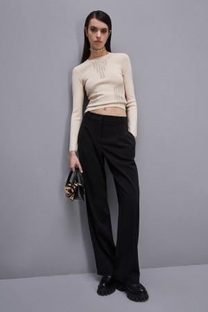Patrizia Pepe Viscose Bodycon Sweater Beige | 516820-TGU