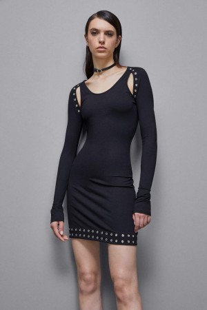 Patrizia Pepe Viscose Mini Dress Schwarz | 427061-YDW
