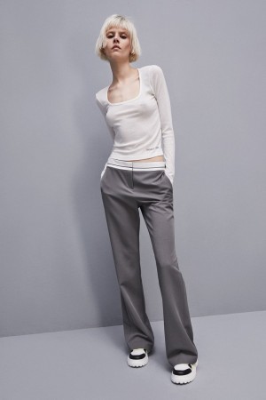 Patrizia Pepe Viscose Ribbed Knit Sweater Weiß | 796251-DPE