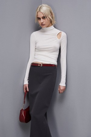 Patrizia Pepe Viscose Ribbed Sweater Weiß | 426713-ZKD