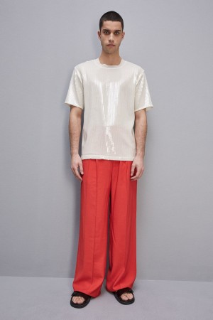Patrizia Pepe Viscose Twill Pleated Pants Rot | 238156-QHV