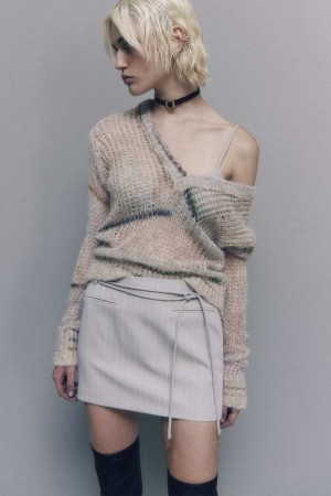 Patrizia Pepe Wool Blend Mesh Sweater Mehrfarbig | 952638-ITE