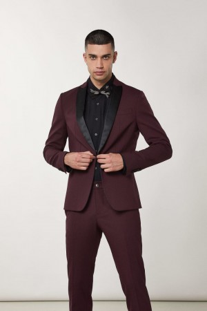 Patrizia Pepe Wool Blend Tuxedo Jacket Lila | 567913-BEK