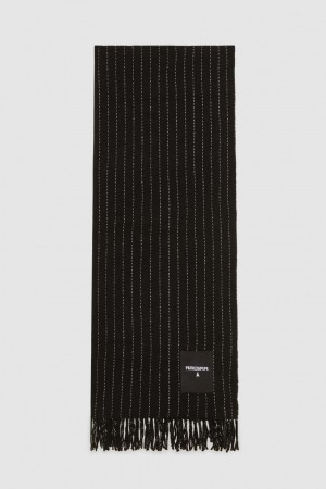 Patrizia Pepe Wool-blend Pinstripe Scarf Schwarz | 573842-CFE